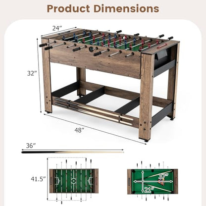 Goplus 2-in-1 Swivel Multi Game Table, 48” Combo Game Table with Foosball & Pool for Adults, Indoor Outdoor Combination Arcade Table for Home Game Room Party - style: 48" x 24" x 32", w/Sticks Holder