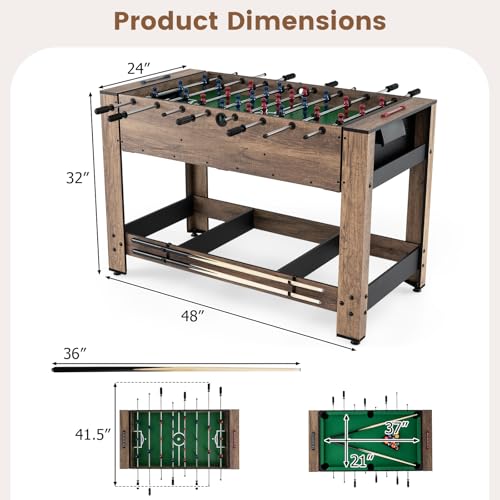 Goplus 2-in-1 Swivel Multi Game Table, 48” Combo Game Table with Foosball & Pool for Adults, Indoor Outdoor Combination Arcade Table for Home Game Room Party - style: 48" x 24" x 32", w/Sticks Holder