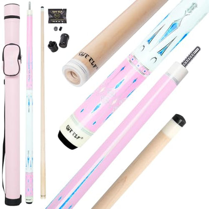 CUEELF Pink Pool Cue Stick 58inches Canadian Maple Billiard Cue Sticks Professional Pool Stick Gifts for Women and Ladies - color: Pink+Blue, size: 20 oz