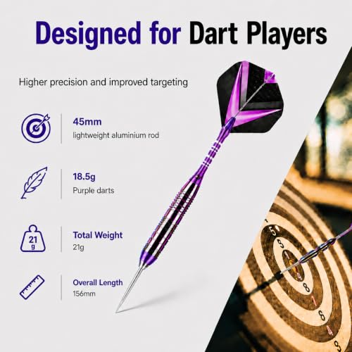 Darts Metal Tip Set - 3 Pack Steel Tip Darts with Aluminum Shafts, 9 Flights, 12 O Rings, Sharpener and Carrying Case for Bristle Dart Boards, Adults and Beginner & Pro Players