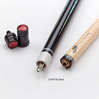 Collapsar CXT Pool Cue with Soft Case,Black with Cream Points and Turquoise,Wrapless Handle 58Inch Professional Pool Stick - color: Cocobolo handle, size: 21 ounce