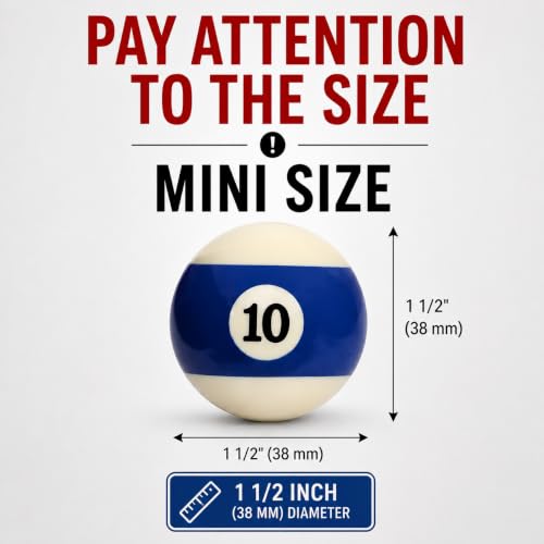 Billiard Pool Ball Standard Set Mini Size 1 1/2" - 38 mm