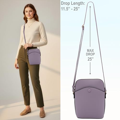 Solene Small Crossbody Bag with Gold Hardware, Mini Shoulder Purse with Adjustable Strap - color: Lavender