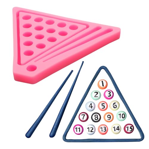 Mini Billiard Balls Set Resin Casting Mold, Pool Table Triangle Ball Rack Silicone Molds for Cake Decoration Candy Cupcake Topper Cake Polymer Clay Crafts Epoxy Resin