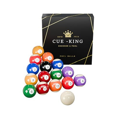 Cue-King Pool Balls, 2-1/4" Regulation Size, Billiard Ball Set | Grade AA, Premium