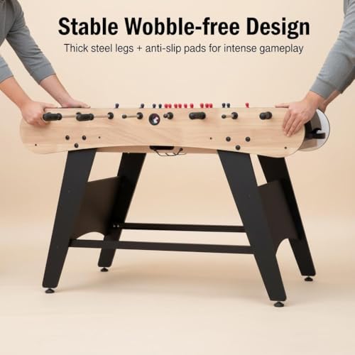 48'' Soccer Table, Large Size Foosball Game Table for Adult, Football Table with Cup Hloders & Sturdy Leg for Game Rooms & Parties, Light Brown - size: 48''-Soccer Table Light Brown