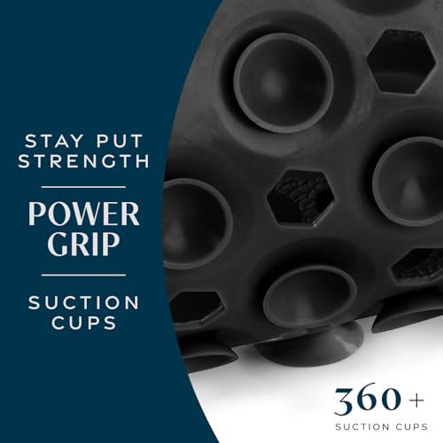 SlipX Solutions Power Grip Bathtub Safety Mat | Precision Grip Technology for Longer, Stronger, & Softer Wet Surface Protection | Solid Black 39"x16" - color: Solid Black