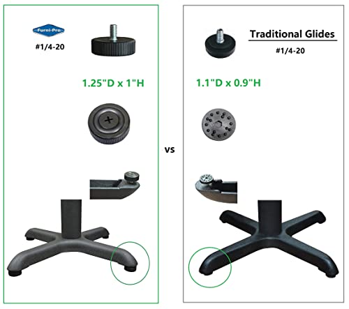 Table Base Leveler (Table Base Glide) for Restaurants & Homes, Adjustable, Thread #1/4-20, 20 pcs per Pkg (20)