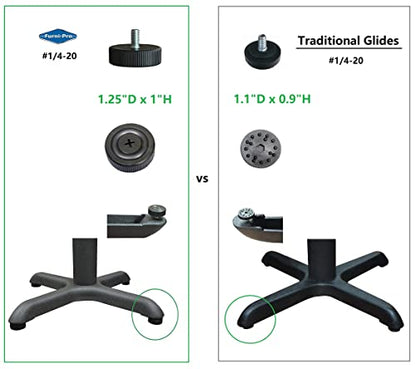 Table Base Leveler (Table Base Glide) for Restaurants & Homes, Adjustable, Thread #1/4-20, 20 pcs per Pkg (20)