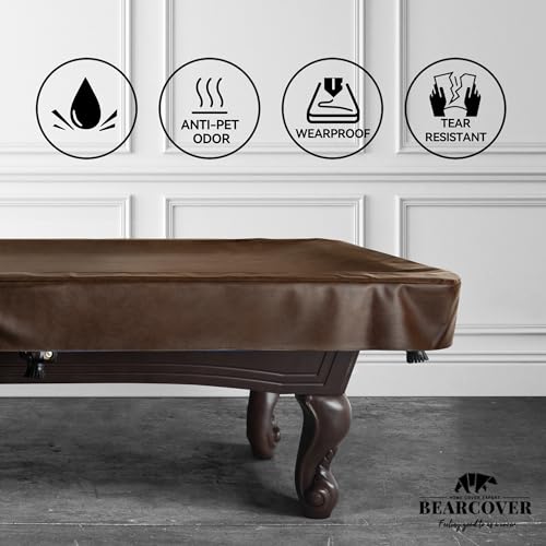 Heavy Duty Leatherette Billiard Pool Table Cover, Waterproof & Tearproof Cover for Pool Table 7/8/9FT 7Feet-Coffee