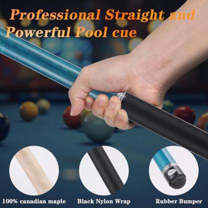 Canadian Maple Pool Cue Stick Set, 58 inch 18oz 19oz 20oz 21oz Billiard House Bar Pool Stick, 12.5mm Tip Billiard Cue for Beginner, Commercial and Home Entertainment - color: 12.5mm Green