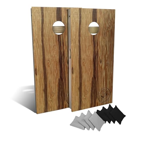 Slick Woody's Professional-Grade Cornhole Boards - 4'x2' Solid Wood Regulation Woodgrain Bean Bag Toss Game with 8 Resin Filled Bags - color: Marble Wood