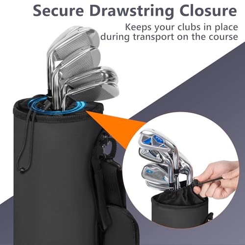 AKOZLIN Lightweight Golf Sunday Bag Golf Travel Carry Bag 3-6 Clubs Foldable Small Golf Bag with Shoulder Strap Black - color: Black