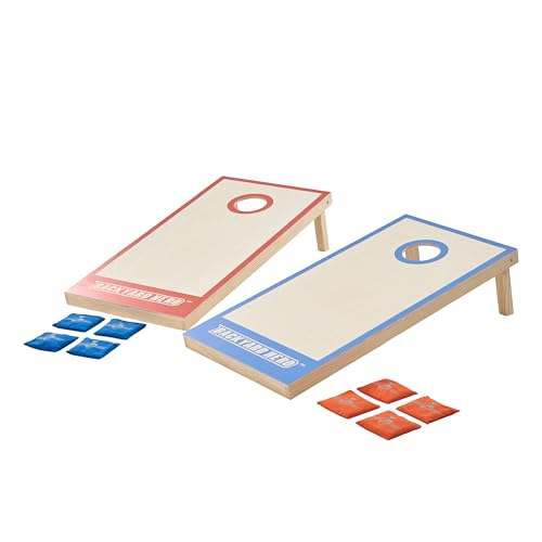 Backyard Hero Cornhole Set 4 ft x 2 ft Solid Wood Regulation Size Boards, 8 ACA Bean Bags, Weather Resistant Canvas Carry Tote - color: Solid Wood