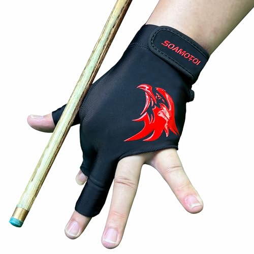 Pool Glove Left Hand 3 Finger for Right-Handed Player, Breathable Billiards Glove Quick Dry, Durable Pool Cue Gloves, Professional Snooker Cue Gloves for Billiards Accessories - color: Black, size: Large