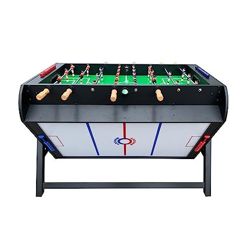 KICK Triplex 55″ Telescopic Rods 3-in-1 Swivel Multi Game Table – Foosball, Pool/Billiards & Air Hockey - color: Black