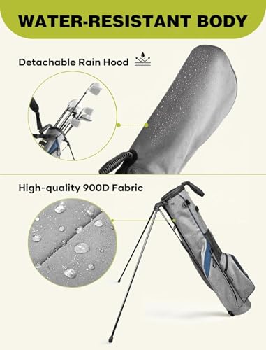 Small Golf Bag, 3 Divider Fit Up to 8 Clubs, Golf Stand Bag with Rain Cover, Durable Pitch n Putt, Lightweight Golf Club Carry Bag with Strap and Stand, Golf Bags for Men & Women - color: Gery
