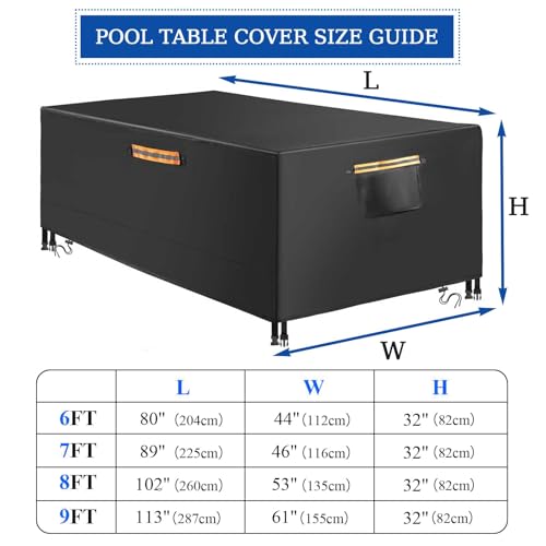 6/7/8/9 ft Pool Table Cover Waterproof Dustproof, 420D Oxford Heavy Duty Billiard Table Cover Indoor & Outdoor, Fit Snooker Ping Pong Cover for Pool Table Game,6FT(80" L x 44" W x 32" H) - size: 6FT(80" L x 44" W x 32" H)