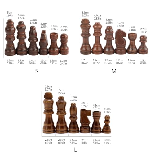 32Pcs Chess Pieces Only,Wooden International Chessmen Pieces,Hand Carved Figures Chess Game Pawns (2inch)