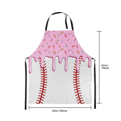 Castle Fairy Ice Cream Drip Baseball Kids Kitchen Apron - color: Trendy Pink