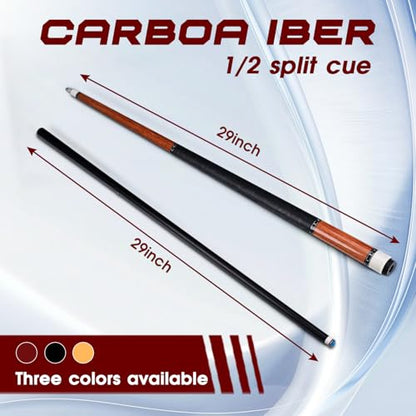 HMQQ Carbon Fiber Pool Cue Stick 58” 2-Piece, Low Deflection Billiard Cue, 11.5mm Pro Shaft, Adjustable Weight, Professional Pool Stick with Case, 19oz, 3/8x10 Joint, for Men Women Players - color: Oak