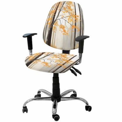 Savannan Office Chair Cover, Autumn Maple Tree Orange Watercolor Protective Stretch Elastic Universal Cover for Desk Task Chair,Computer Rotating Chair 1 Pcs Forest Landscape