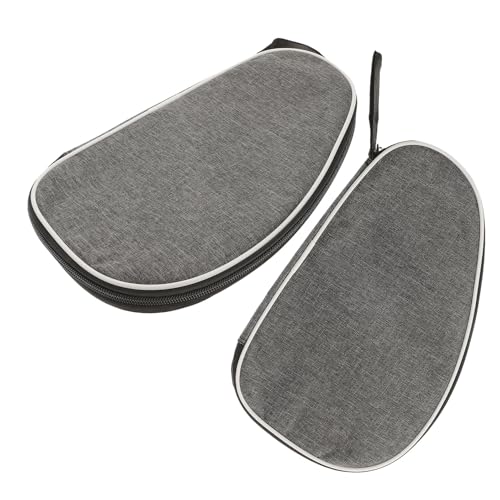 MAGICLULU 2pcs Table Tennis Racket Bag with Zipper Portable Waterproof Pingpong Paddle Case Gray Tote for Paddle and Ball Storage, Lightweight Sports Equipment Carrying Case for Training