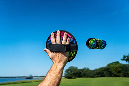 Waboba Throwback, Next Generation AIRLYFT Velcro Throw Back Game, Garden Neon Target Challenge with 2 Paddles & 1 Glider, Catch Fun for All Ages, One Size