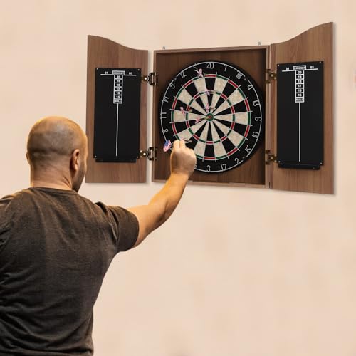 Dartboard Cabinet Set, Cabinet Sisal Dart Board, Dart Boards for Adults, Professional Dartboard with 6 Darts for Homes, Bedrooms, Bars, Clubs