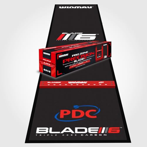 WINMAU Dart Mat with Throw Line for Soft Tip and Steel Tip - Available in Outshot and Clearzone Style - style: Blade 6 Pro Zone