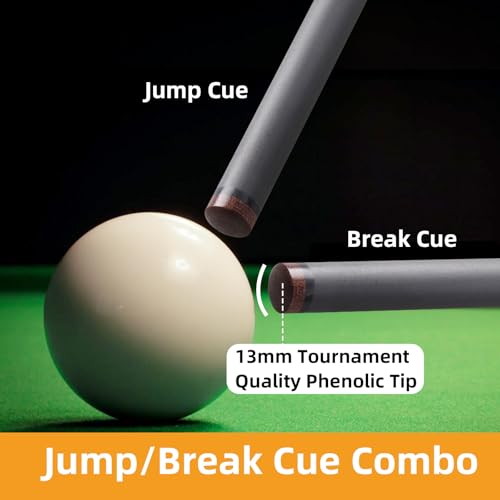 CROWN ME Carbon Fiber 3-Piece Jump Break Cue Stick with 13mm Phenolic Tip - Professional 55" Pool Billiard Equipment