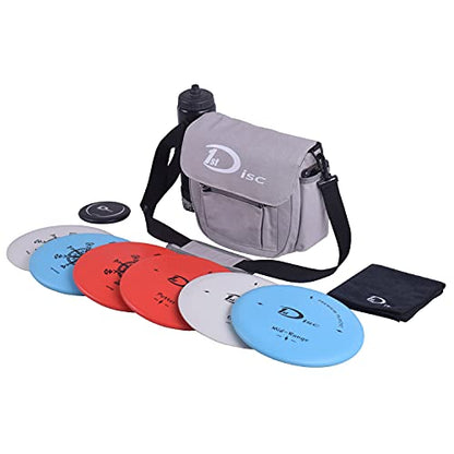 Disc Golf Set- Putter, Mid-Range, Driver, Mini Disc, Towel with Bag - color: Grey