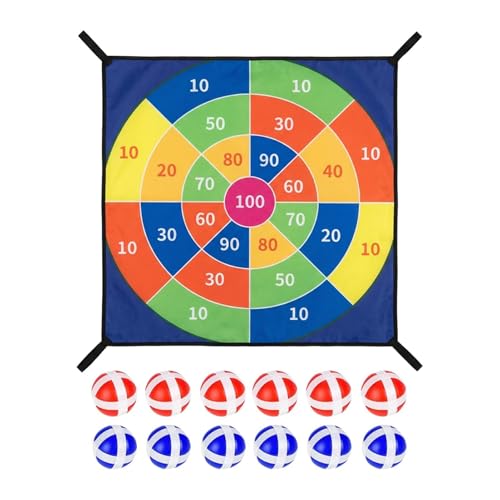 Trampoline Dart Board – Plush Fabric PP 29.13x29.13 Inches | Dart Board Set | Kids Sticky Ball Targets Game for Indoor Outdoor Play Party Fun and Family Entertainment Use