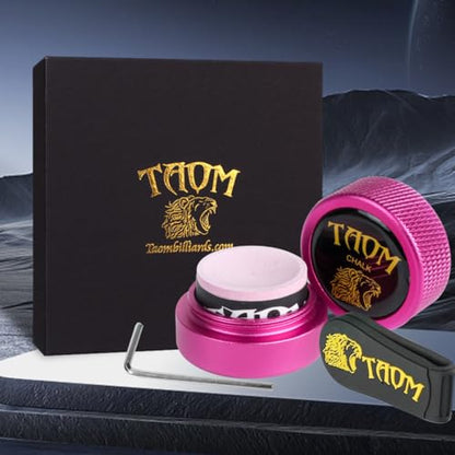 TAOM Upgrade Pool Chalk Holder Round Shaped Practical Tool Billiards Accessories Magnetic Mini Chalk Tip Case Container Round Box Billiards,Cue Tip Tool Scuffer Shaper - color: 1-Gift Set-Pink with Pyro Pink