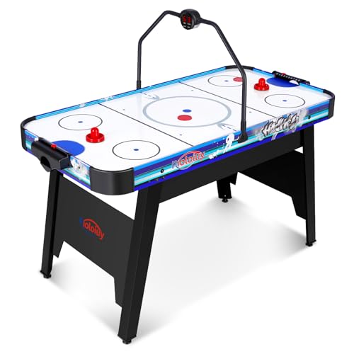 58" Air Hockey Table, Arcade Style with Powerful 700mA Motor, Accurate Digital LED Scoreboard on Overhead Gantry, Includes 2 Pucks and 2 Pushers