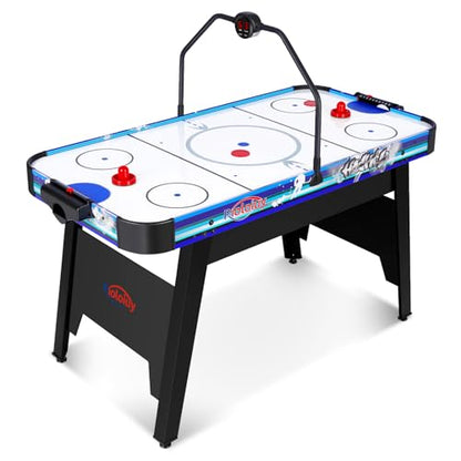 58" Air Hockey Table, Arcade Style with Powerful 700mA Motor, Accurate Digital LED Scoreboard on Overhead Gantry, Includes 2 Pucks and 2 Pushers
