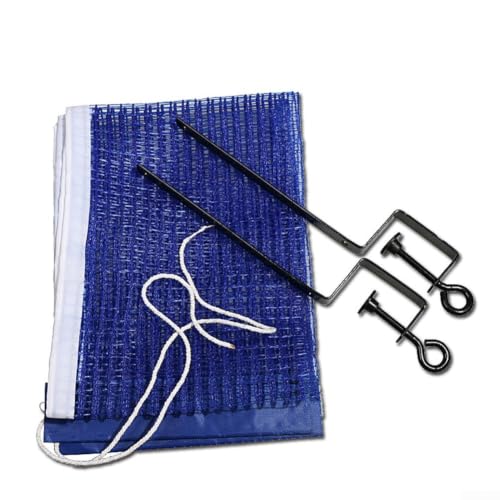 Table Tennis Net and Post Clamp Set with Adjustable Stand for Ping Pong Tables, Alloy Frame and Mesh Replacement, 180cm Length, Blue