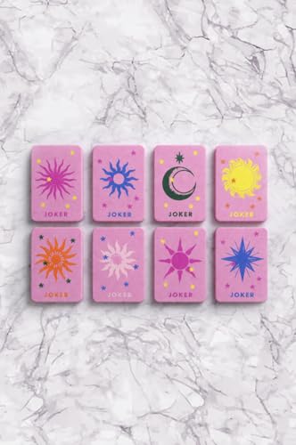 Girl Tribe Co Floating Mahjong Tiles for Pool – Floral Pink Waterproof Mahjong Tile Set, Floating Foam Tiles for Pool Games, Summer Party Game, Outdoor Mahjong Set