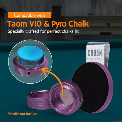 Magnetic Chalk Holder with Lid & Belt Clip – Round Billiard Pool Cue Chalk Holder with Strong Magnet, Portable Snooker Chalk Case for Players - color: Purple