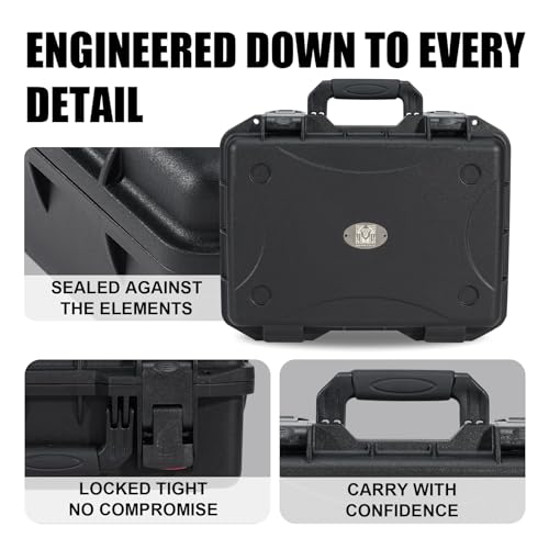 GORPANIX 16.5 x 13 x 6.9 Inch Hard Case with Customizable Foam, Hard Shell Protective Case for Mics, Heavy Duty IP67 Waterproof Gear for Microphone, Camera, Equipment, Electronics, Drone, Tools, etc - size: 16 inch Pluck Foam