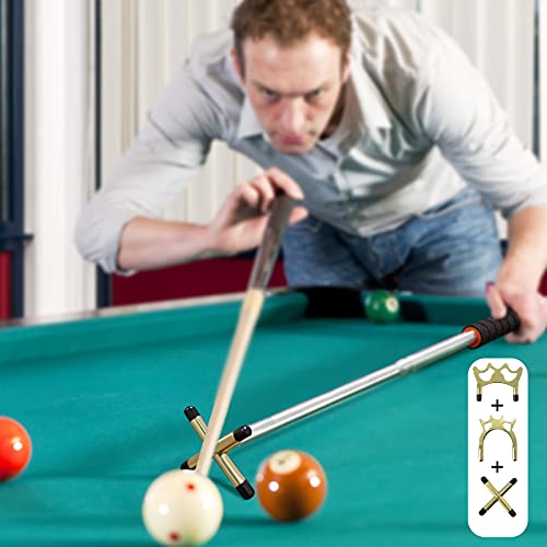Sarybei Retractable Pool Bridge Billiards Cue Stick Bridge - with 3 Pieces Removable Brass Bridge Head - Billiards Pool Cue Accessory for Pool Table Pool Game Pool Competition