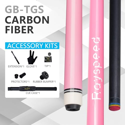 Carbon Fiber Pool Cue Stick 12.5mm Low Deflection Full Carbon Technology Pool Stick for Adults Professional Billiard Cue with Uni-loc Pin Joint - color: Pink