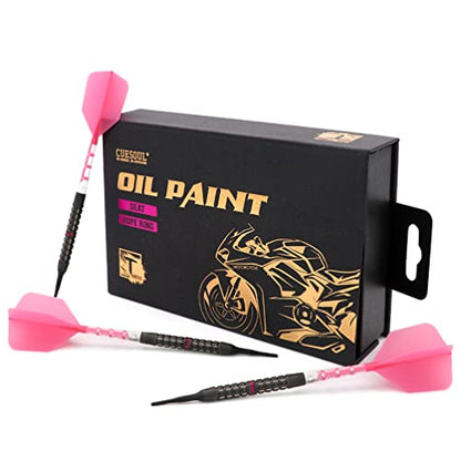 CUESOUL SEAT 18g 90% Tungsten Soft Tip Dart Set with Oil Paint Finished and Unifying ROST T19 Flight