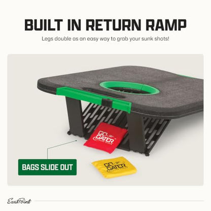 EastPoint Sports Go! Gater Cornhole – Light-Up and Travel Versions – Easy Storage & Light-Weight – Perfect for Outdoor and Indoor Play - style: Standard Board - Black/Green