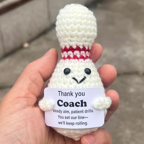 Bowling Accessories Crochet Gifts, Emotional Support Bowling Pin Office Desk Decor Decorations for Women Men (Thank You Coach) - style: Thank You Coach
