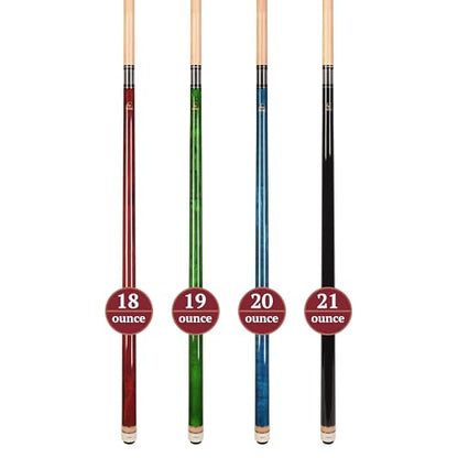 ASKA Set of Wrapless 2-Piece Billiard Pool Cue Sticks L3, 58" Hard Rock Canadian Maple, 13mm Hard Leather Tip, Mixed Weights and Colors - style: Set of 4 Sticks