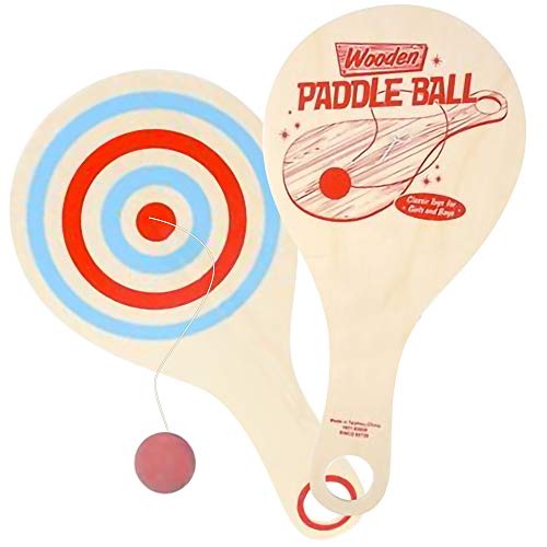 ArtCreativity Wooden Paddle Balls, 11 Inch Paddle Ball with String, Pack of 2 Paddleball Outdoor Game Kids Toys, Sports Party Favors, Goodie Bag Stuffers, Fun Activity for Kids and Adults
