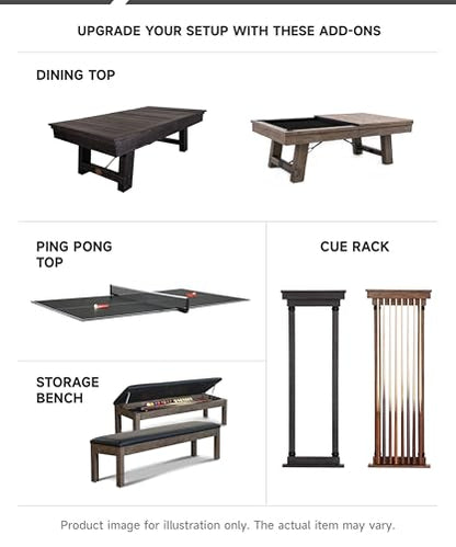 Plank & Hide - Isaac Slate Pool Table (Silvered Ash Finish,7FT and 8FT) - size: 8FT Without Installation