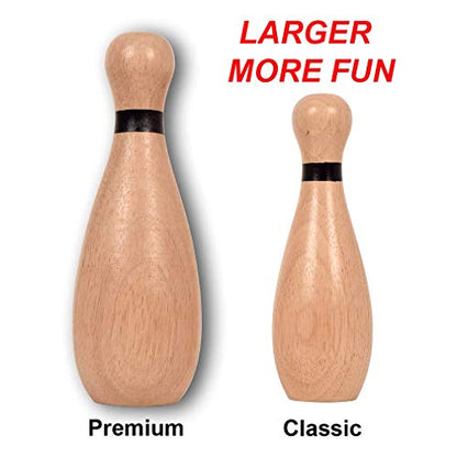 Long game NI-ROU Outdoor Giant Lawn Bowling Games Rubber Wooden Lawn Set Fun Sports Games Outside or Indoor for Family Adults and Kids Backyard Skittles Carrying Bag with 10 Pins and 2 Balls - size: Large