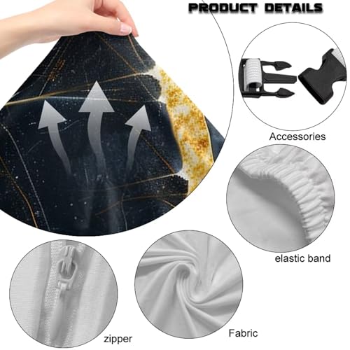 Black Gold Marble Texture Print 4 Pieces Gaming Chair Covers for Cats Breathable Rotating Gaming Chair Protector Computer Chair Seat Slipcovers with Armrest Covers - color: Black Gold Marble Texture